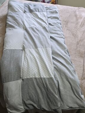 Burt's Bees Baby Gray & White Patchwork Throw